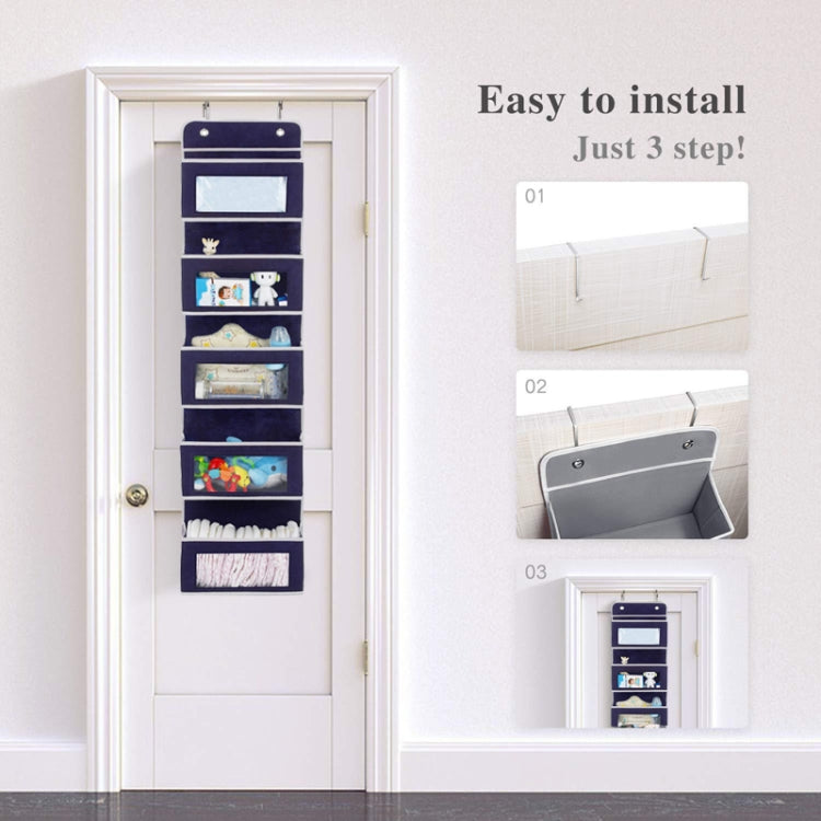 Five-Layer Non-Woven Door Rear Storage Hanging Bag, Five-Layer Non-Woven White, Five-Layer Non-Woven Blue