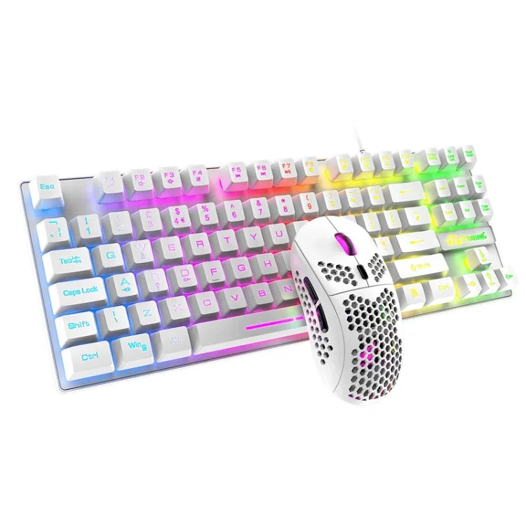 ZIYOU LANG T2 88 Keys Gaming Mechanical Luminous Keyboard and Mouse Set, Cable Length: 1.6m, T2 Black, T2 White