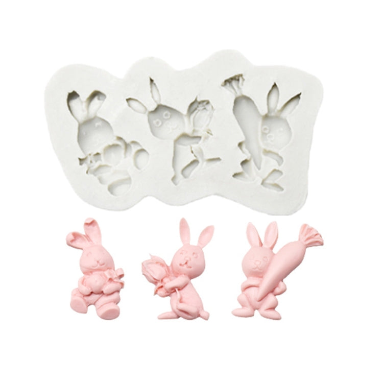 2 PCS Chocolate Baking Clay Silicone Mold, Specification: Three Rabbits, Three Rabbits, Double Egg, Carrot Rabbit, Bouquet Bunny