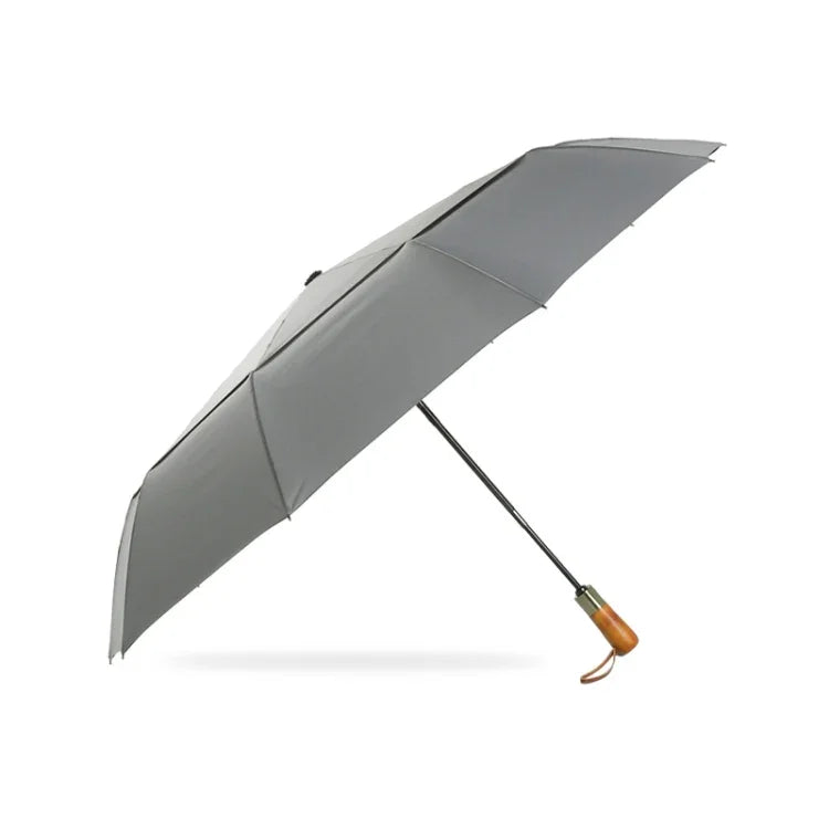 PARACHASE Ten-bone Double-layer Large Windproof Business Automatic Folding Umbrella, Grey, Black, Navy, Khaki