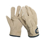 CLS Outdoor Cookout Barbecue Heat Resistant Protective Cowhide Gloves, Khaki, Silver Gray