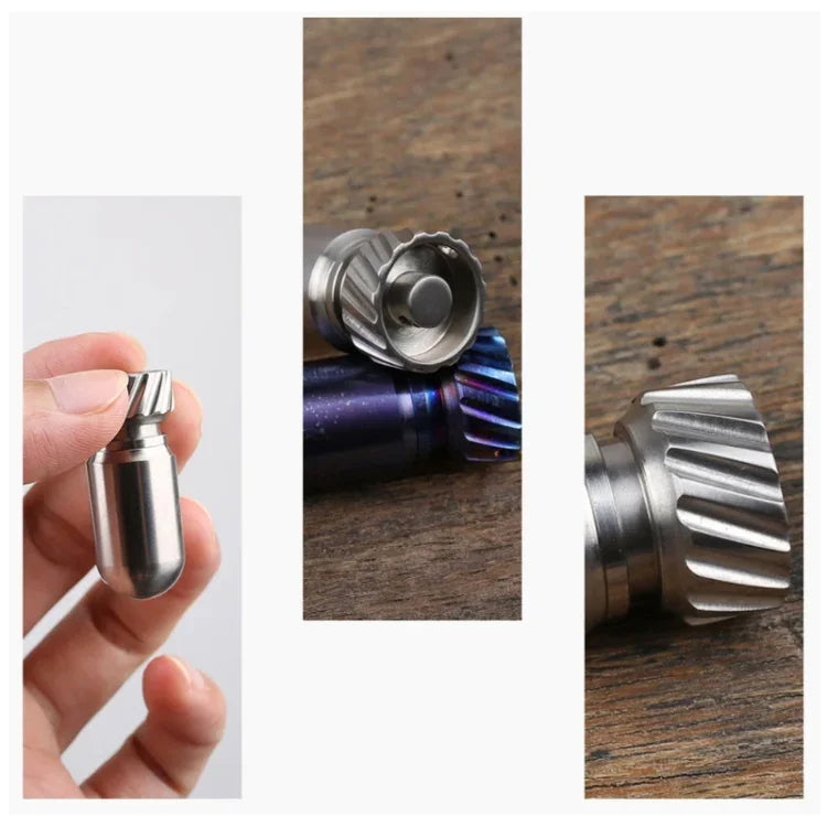 Portable Pure Titanium Mini Waterproof Warehouse Sealed Jar Pill Box, Color:, Primary Color, Baked Blue
