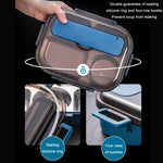 304 Stainless Steel Double-Layer Large-Capacity Portable Lunch Box, Peacock Blue, Lemon Yellow, Ink Pink