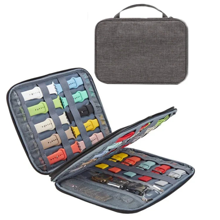 Long Strap Storage Bag With Handheld For Apple Watch, Single Layer (Black), Single Layer (Gray), Double Layer (Black), Double Layer (Gray), Double Layer (Yellow Leopard), Double Layer (Pink Leopard)