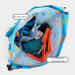 Wet And Dry Separation Waterproof Drawstring Shoulder Beach Swimming Bag For Children, Blue L, Gray L