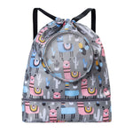 Wet And Dry Separation Waterproof Drawstring Shoulder Beach Swimming Bag For Children, Blue L, Gray L