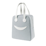 Smile Lunch Bag with Leather Handles, Size: S (Green), S (Green), S (Pink), S (Gray), S (Navy Blue), S (Yellow), L (Green), L (Pink), L (Gray), L (Navy Blue), L (Yellow)