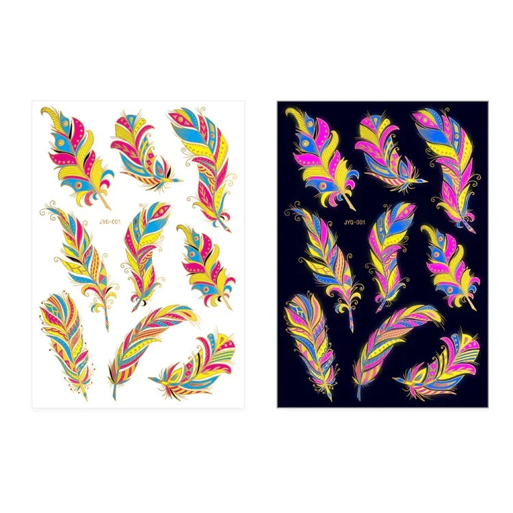 2 PCS Fluorescent Bronzing Waterproof Tattoo Stickers, JYG-001, JYG-002, JYG-003, JYG-004, JYG-005, JYG-006, JYG-007, JYG-008