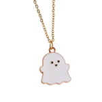 Halloween Jewelry Alloy Ghost Earrings Necklace, Ghost White, Ghost Black