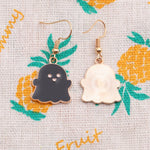 Halloween Jewelry Alloy Ghost Earrings Necklace, Ghost White, Ghost Black