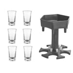 Bar Party 6 Cups Hexagon Wine Dispenser Wine Pourer, Gray+6 Transparent Cups, Blue+6 Transparent Cups, Gray+6 Colorful Cups, Blue+6 Colorful Cups
