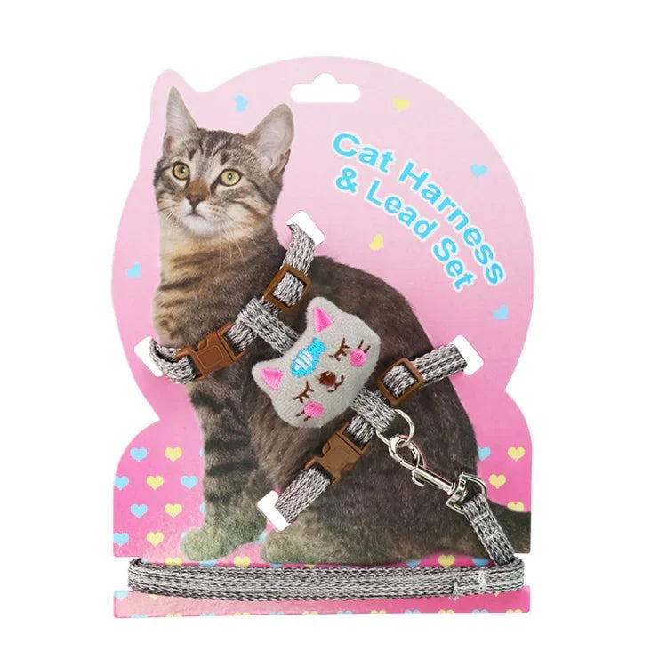 Comfortable Adjustable Anti-Escape Cat Leash, S, L