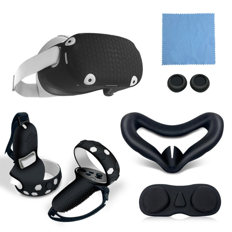 6 PCS/Set For Meta Quest 2 Silicone All-Inclusive Console Controller Cover, White, Blue, Black, Red