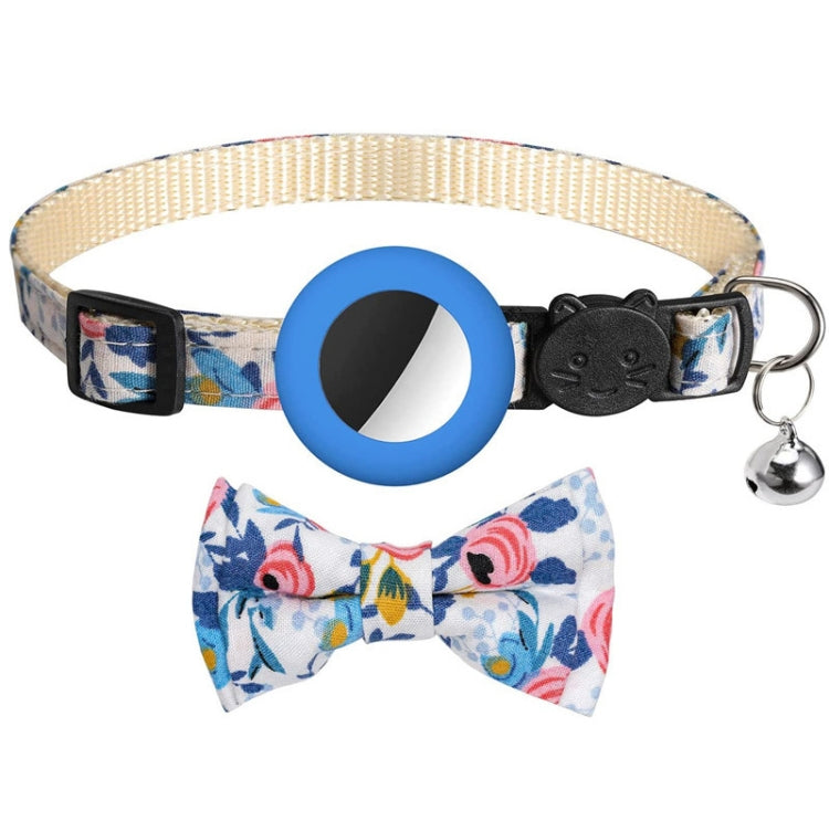 Anti-Lost Printed Bow Pet Collar with Bell for AirTag 2nd Gen / AirTag 1st Gen, Yellow, Blue, Pink, Deep Blue, Orange, Mint Green