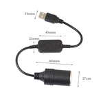 2 PCS Car USB to Cigarette Lighter Socket 5V to 12V Boost Power Adapter Cable, 35cm, 60cm, 120cm