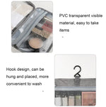 13552A Travel Waterproof Foldable Toiletry Bag Cosmetic Bag with Hook, Grey, Pink, Navy Blue