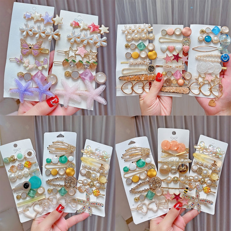 Alloy Colorful Hairpin Headgear Pearl Rhinestone Clip Set, 8PCS/Set Heavy Work, 8PCS/Set Cherry, 8PCS/Set Pink Cherry, 8PCS/Set Starfish, 7PCS/Set Mermaid, 4PCS/Set Light Blue, 6PCS/Set Purple, 8PCS/Set Yellow, 7PCS/Set Yellow Heart, 7PCS/Set Diamond H...