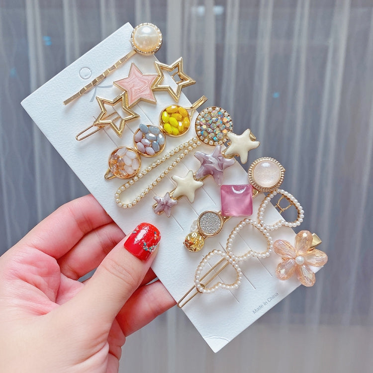 Alloy Colorful Hairpin Headgear Pearl Rhinestone Clip Set, 8PCS/Set Heavy Work, 8PCS/Set Cherry, 8PCS/Set Pink Cherry, 8PCS/Set Starfish, 7PCS/Set Mermaid, 4PCS/Set Light Blue, 6PCS/Set Purple, 7PCS/Set Yellow Heart, 7PCS/Set Diamond Hand              ...