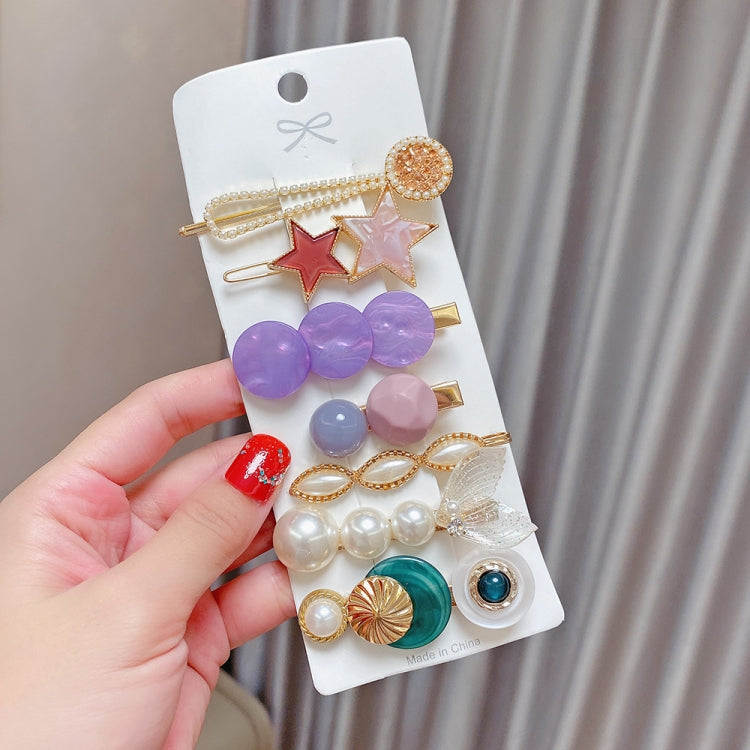 Alloy Colorful Hairpin Headgear Pearl Rhinestone Clip Set, 8PCS/Set Heavy Work, 8PCS/Set Cherry, 8PCS/Set Pink Cherry, 8PCS/Set Starfish, 7PCS/Set Mermaid, 4PCS/Set Light Blue, 6PCS/Set Purple, 8PCS/Set Yellow, 7PCS/Set Yellow Heart, 7PCS/Set Diamond H...