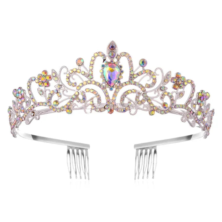 G2888 Crystal Diamond Wedding Party Braided Hair Crown Show Headband, Silver White, Silver, Gold, Rose Gold, AB Colorful, White+Pink, Pink, Blue, No Comb Rose Gold, No Comb Gold, Colorful Opal, Colorful, Purple Red Diamond, Light Purple, Light Green   ...