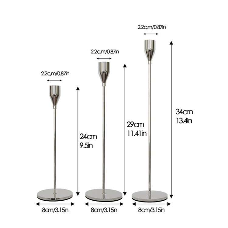 3 PCS / Set Home Decoration Wedding Wrought Iron Candle Holder, Style:, 3 PCS / Set Thick Bottom (Rose Red), 3 PCS / Set Thick Bottom (Silver), 3 PCS / Set Thin Bottom (Black), 3 PCS / Set Thin Bottom (Imitation Gold), 3 PCS / Set Thin Bottom (Silver)