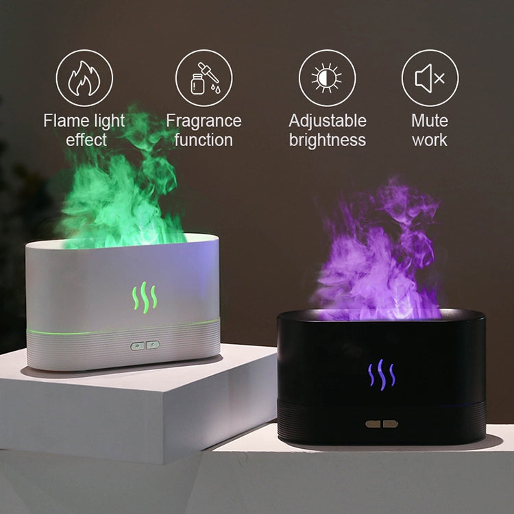 7 Color Flame Aromatherapy Machine Home Office Desk Air Humidifier, 7 Color (White), 7 Color(Black)