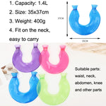 U-shaped PVC Hot Compress Shoulder And Neck Explosion-proof Water Injection Hot Water Bag, Blue + Gray Crystal, Blue + Navy Crystal, Blue + Green Snowflake Knitted, Blue + Gray Knitted, Blue + Cyan Knitted, Blue Light Cyan Knitted