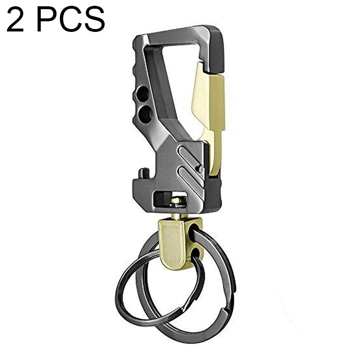 2 PCS QP-131 Multifunctional Double Ring Car Keychain Bottle Opener Carabiner