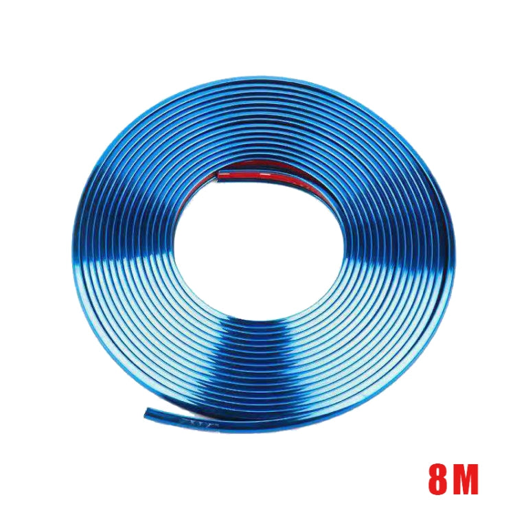 W12 8m/roll Car Universal Reflective Wheel Electroplating Decorative Strip, 1roll Electroplating Gold, 1roll Electroplating Silver, 1roll Electroplating Purple, 1roll Electroplating Red, 1roll Electroplating Blue