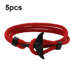 5pcs Whale Tail Braided Hand Rope Double Live Buckle Adjustable Bracelet, 5pcs Pink, 5pcs Yellow, 5pcs Red Wine, 5pcs Navy, 5pcs Khaki, 5pcs Red, 5pcs Black, 5pcs Light Blue, 5pcs Beige