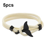 5pcs Whale Tail Braided Hand Rope Double Live Buckle Adjustable Bracelet, 5pcs Pink, 5pcs Yellow, 5pcs Red Wine, 5pcs Navy, 5pcs Khaki, 5pcs Red, 5pcs Black, 5pcs Light Blue, 5pcs Beige
