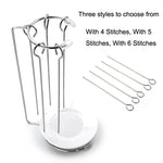 Stainless Steel Kebab Barbecue Hanging Rack Thick Skewers String Incense Stand, With 4 Stitches, With 5 Stitches, With 6 Stitches
