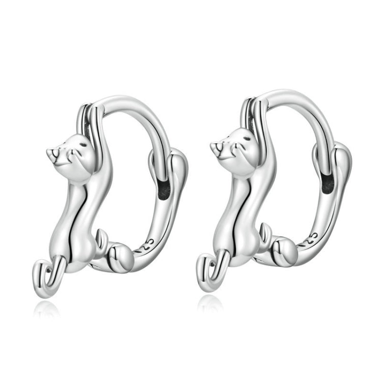 Sterling Silver S925 Diamond Stretch Cat Stretch Earrings, Size:, Small Platinum Plated, Large Platinum Plated, Large Gold Plated, Large Black Gold Plated, Large Rose Gold Plated
