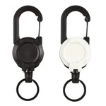 Backpack Carabiner Plastic Retractable Pull Badge Reel, Black-Steel Wire Rope, Black-Fiber Rope, White- Fiber Rope
