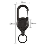 Backpack Carabiner Plastic Retractable Pull Badge Reel, Black-Steel Wire Rope, Black-Fiber Rope, White- Fiber Rope