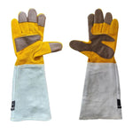 Leather Extended Thick Gardening Gloves Welder Work Gloves, Gold White L, Gold White XL
