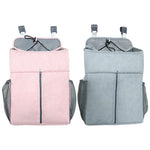 Baby Bed Organizer Newborn Crib Diaper Storage Hanging Bags Bedside Shelf Bag, Linen Gray, Linen Pink