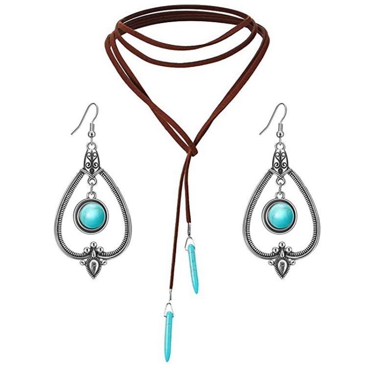 Bohemian Turquoise Natural Stone Sweater Vintage Pendant, Model:, Necklace Ear Ring Set, Two-pointed Necklace, N2111-11 Earrings Accessories, N211-12 Leaf Neck Chain, N2111-13 Three Stones, N2111-14 Eight Stones, Leather Bracelet                       ...