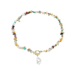 Boho Colorful Broken Natural Stone Necklace, Model:, N2105-9 Color Stone Pearl Pendant, N2206-8 Pink Stone, N2206-9 Light Blue Stone, N2206-10 Multi-color Stone, N2206-11 Transparent Stone, N2106-23 Pink Stone Single Chain                              ...