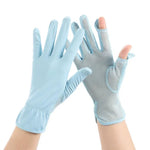1pair Summer Sunscreen Breathable Thin Anti-ultraviolet Finger Fishing Ice Silk Gloves, Free Size