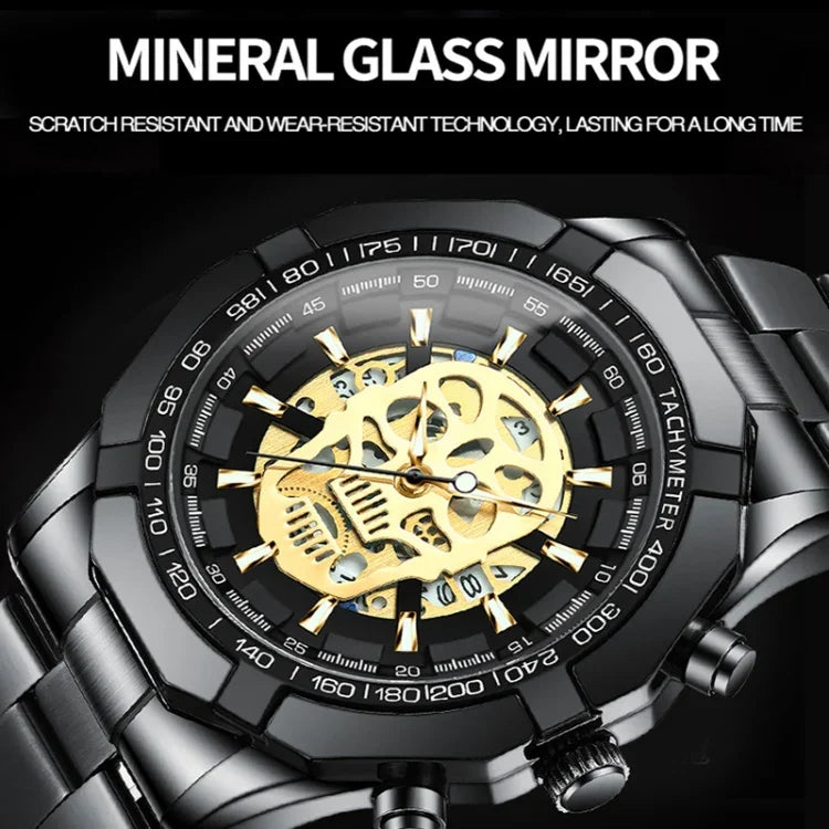 BINBOND S034 30M Waterproof Quartz Watch Skull Skeleton Luminous Watch