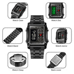 SKMEI 1868 Square Double Display Waterproof Men Watch, Style:, Steel Belt (Rose Gold), Leather Belt (Rose Gold)