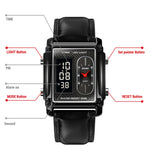 SKMEI 1868 Square Double Display Waterproof Men Watch, Style:, Steel Belt (Rose Gold), Leather Belt (Rose Gold)