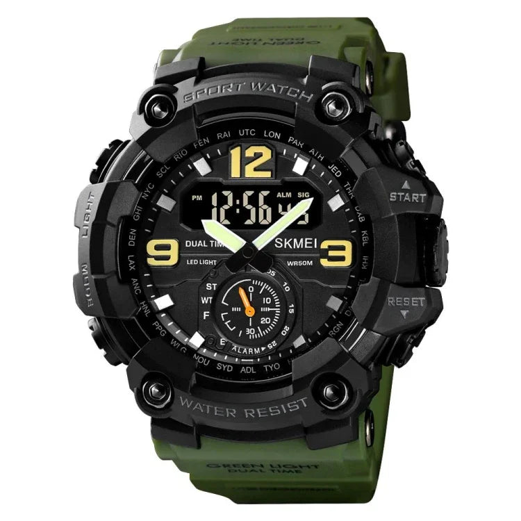 SKMEI 1637 Sports Digital Display Outdoor Shockproof Plastic Large Dial Men Watch, Black, Army Green, Blue Camouflage, Army Green Camouflage, Gray Black