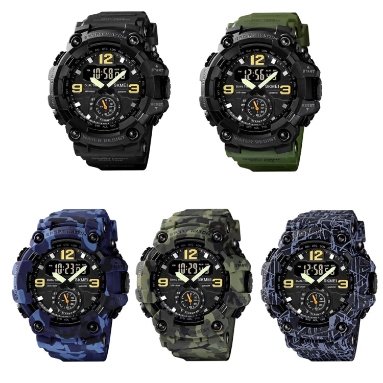 SKMEI 1637 Sports Digital Display Outdoor Shockproof Plastic Large Dial Men Watch, Army Green, Blue Camouflage, Army Green Camouflage, Gray Black