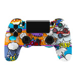 For PS4 Wireless Bluetooth Game Controller With Light Strip Dual Vibration Game Handle, White, Black, Red, Blue, Green, Rose Red, Letter, Line, Fire Ghost, Cartoon, Hulk, Skeleton, Gear, Lightning, Flame, Cloud, Burst, Wood Grain, Star Red             ...