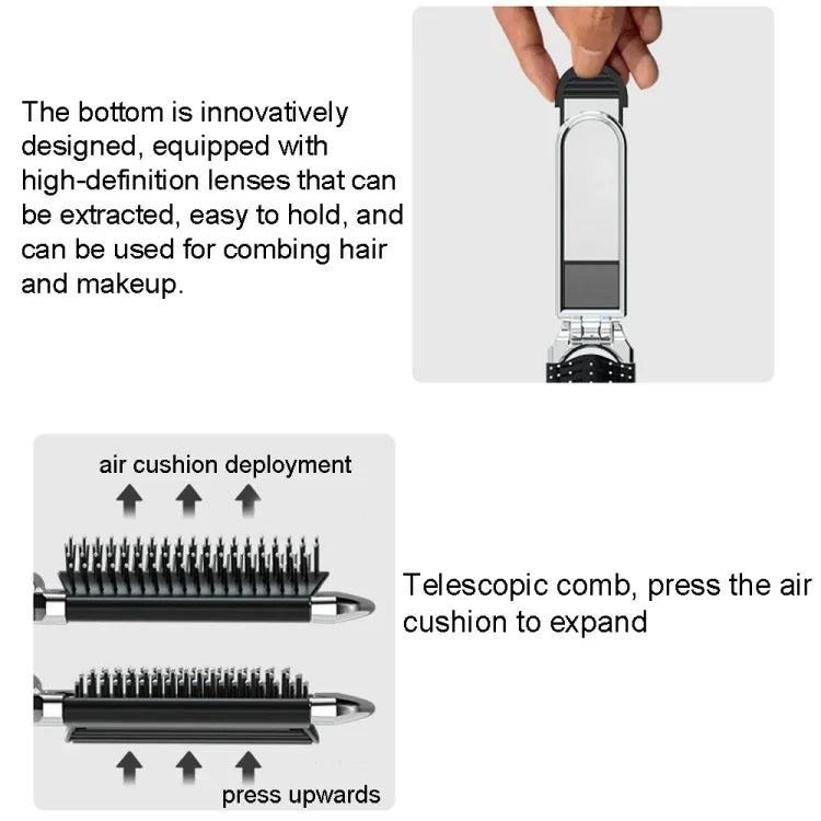 2 in 1 Massage Air Cushion Comb Mirror Integrated Comb Portable Folding Comb, Comb Mirror