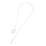 Cross Round Metal Rod Alloy Long Sweater Chain Necklace, SKU1130 Silver