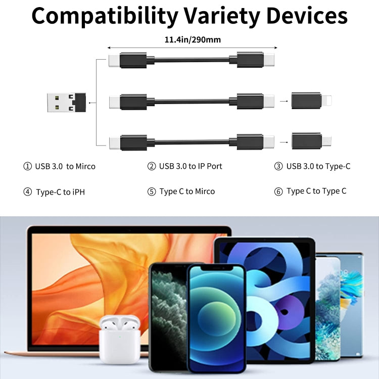 HE-C098 Multi-Functional USB Adapter Charging Cable Kit With Makeup Mirror & Phone Holder, HE-C098 Black, HE-C098 White