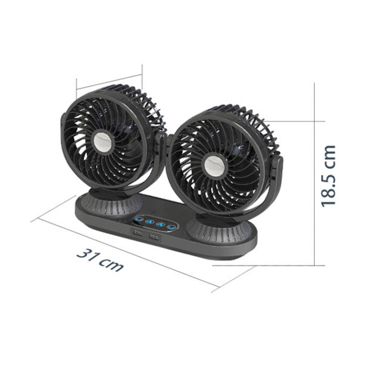 12V/24V Vehicle Electric Oscillating Head Rotatable Double Head Fan, F623U, F623